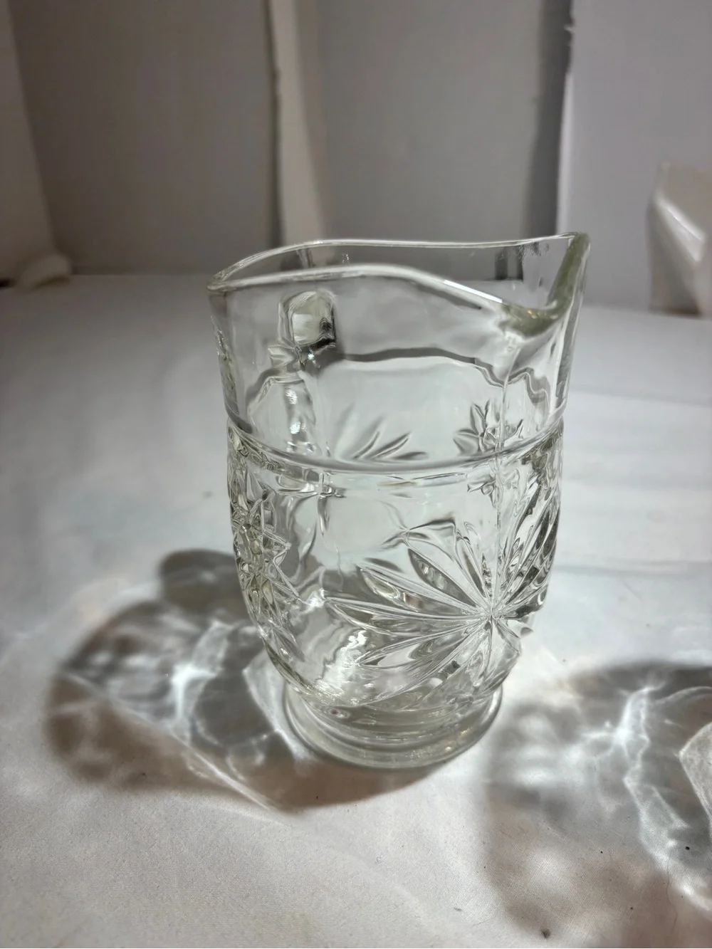 Clear Patterned Glass small pitchers  - Set of 2